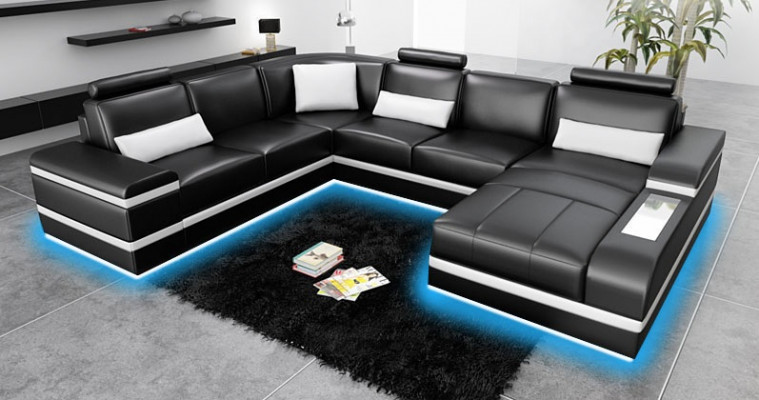 Ecksofa Ledersofa Big XXL U Form Wohnlandschaft Sofa Couch Garnitur Neu H2218