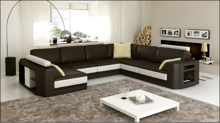 Designersofa Ecksofa Couch Ledersofa Polster Sitz Eck Garnitur +Licht PHM3027