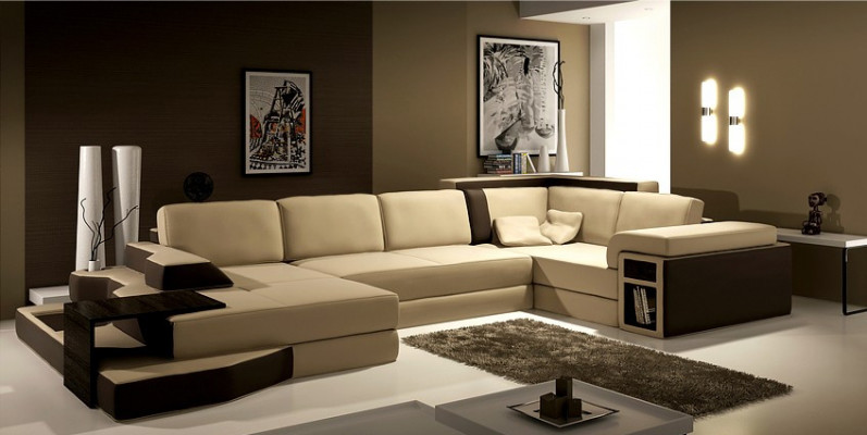XXL Design Big Sofa +USB Ecksofa Couch Wohlandschaft U Form Leder Textil Ecke