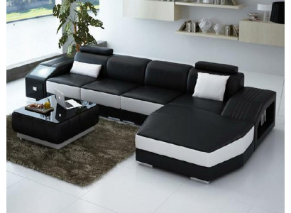 Wohnlandschaft Polster Ecke Eck Sofa mit USB Garnitur Landschaft Leder Neu 2724B