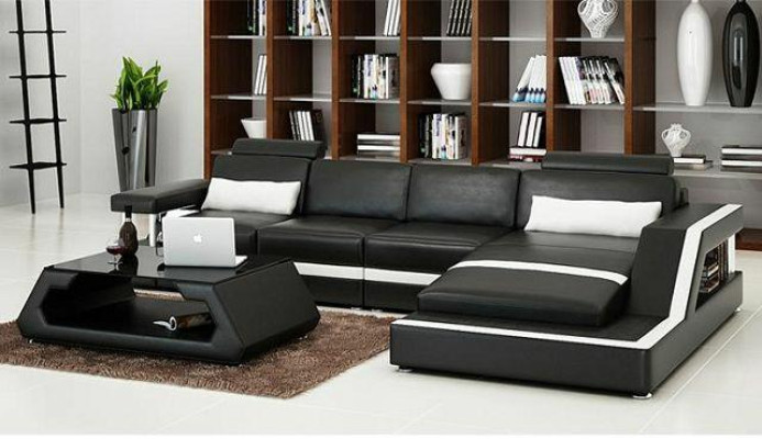LEDERSOFA XXL WOHNLANDSCHAFT GARNITUR ECKCOUCH LEDER GARNITUR mit USB POLSTER