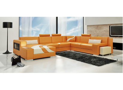 Wohnlandschaft Couch Polster Eck Garnitur Designer Ledersofa Big Sofa Neu V015A