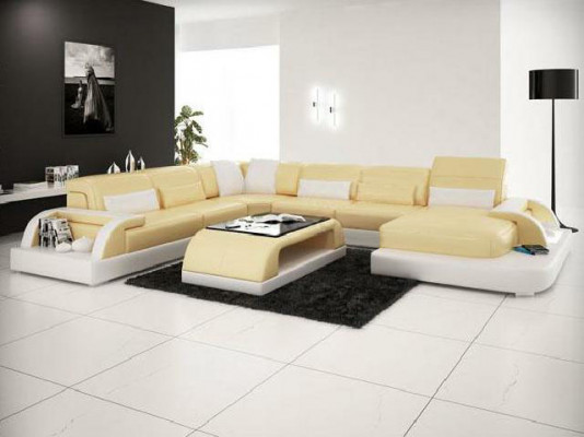 Wohnlandschaft Couch Polster Eck Garnitur Designer Ledersofa Big Sofa Couchen