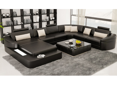 Wohnlandschaft Couch Polster Eck Garnitur Designer Ledersofa Big Sofa Kelcher