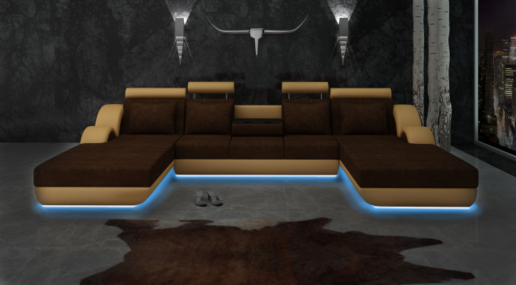 Textilsofa U-Form Couch Ecksofa Designer Sofa Garnitur 2 Liegen Stoffsofa Berlin