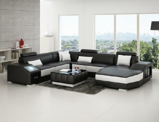 Wohnlandschaft Ecksofa Ledersofa Sofa Couch Polster Sitz Eck Garnitur Neu