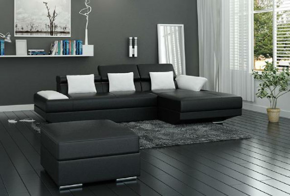 Wohnlandschaft Polster Ecke Eck Sofa mit USB Garnitur Landschaft Leder 2719C Neu