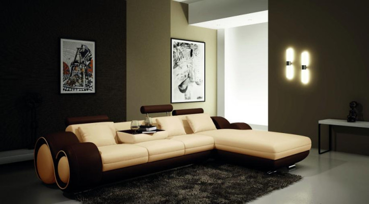 Patentiertes Design Ecksofa Sofa + USB,Polster Leder Ecke Wohnlandschaft BERLIN