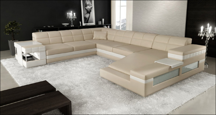 Designersofa Sofa USB Wohnlandschaft Ecksofa Wohnlandschaft Polster Couch LED