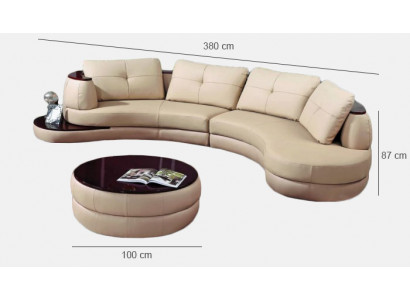 Designer Runde USB Ecksofa Wohnlandschaft Rundsofa Ledersofa Couch Sofa UForm