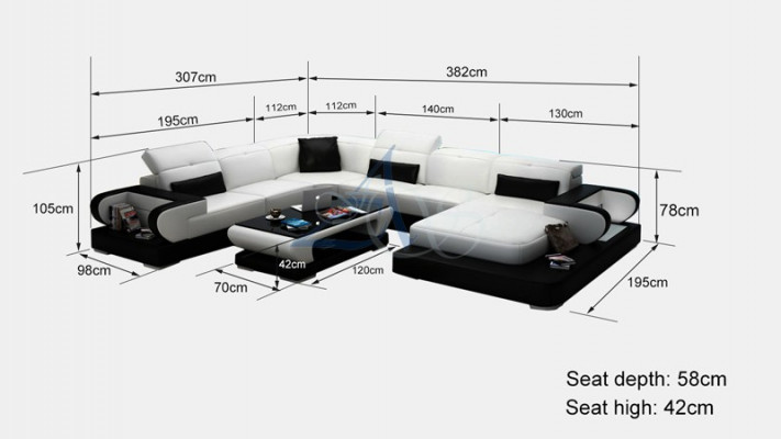 Sofa Eckcouch Couch Funktionssofa + USB U Form Kunstleder Beige Schlaffunktion