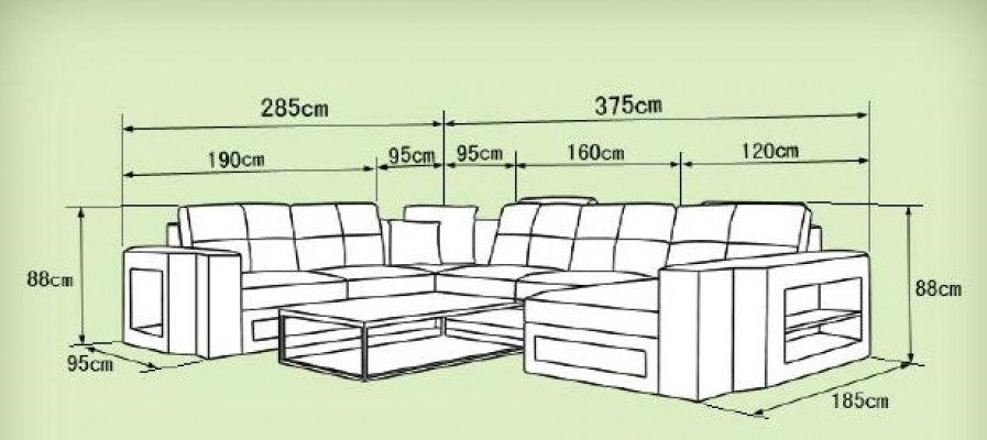 Design Wohnlandschaft Ledersofa Ecksofa Eckcouch Polster Sofa Ecke USB + LED