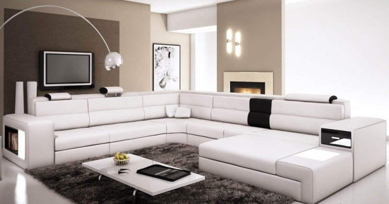 Design Couch Sofa Ecksofa Polster Eck Sitz Garnitur Wohnlandschaft Leder USB+LED