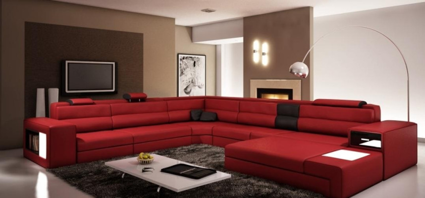 Design Couch Sofa Ecksofa Polster Eck Sitz Garnitur Wohnlandschaft Leder USB+LED
