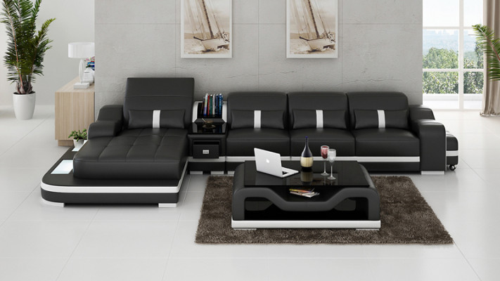 Ledersofa Couch Wohnlandschaft Ecksofa Eck Sofa Garnitur Design Modern G8027C