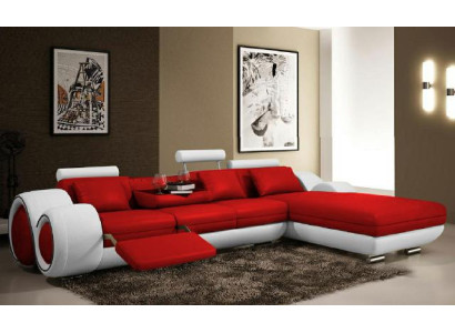 Ecksofa Wohnlandschaft Couch Ledersofa mit USB Sofa Polster Garnitur Ecke BERLIN