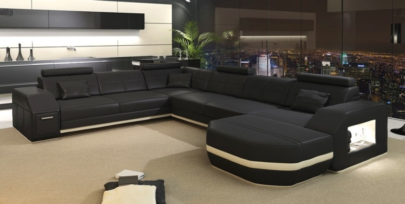 Ledersofa Ecksofa Wohnlandschaft Ecksofa Eckcouch Polster Sitz Ecke WyenW/B Neu