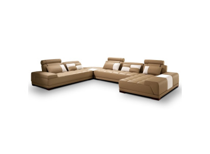 Luxuriöses Exklusiv-Leder-Ecksofa U-Form Stilvolles Design für höchsten Komfort