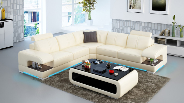 Ledersofa Couch Wohnlandschaft Ecksofa Eck Garnitur Design Ecksofa Sofa G8028B
