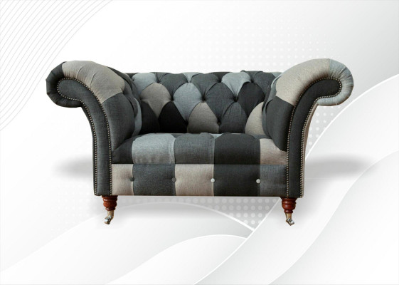 Chesterfield Design Couch Stoff Sessel 1.5 Sitzer Sofas Polster Lounge Club Neu
