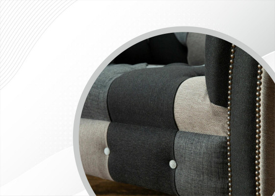 Chesterfield Design Couch Stoff Sessel 1.5 Sitzer Sofas Polster Lounge Club Neu