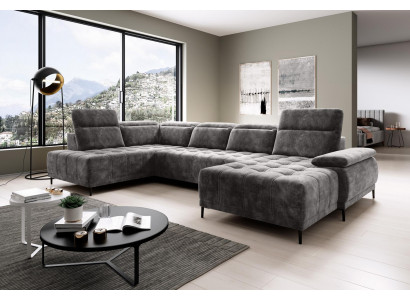 Sofa Bettfunktion Couch Textil Sofa Wohnlandschaft Leder Design Ecksofa U-form