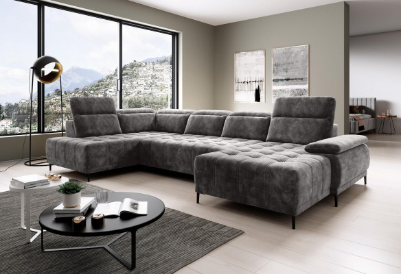 Sofa Bettfunktion Couch Textil Sofa Wohnlandschaft Leder Design Ecksofa U-form