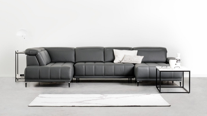 Polster Sofa Bettfunktion Design Modern Ecksofa U-Form Sofa Wohnlandschaft Neu