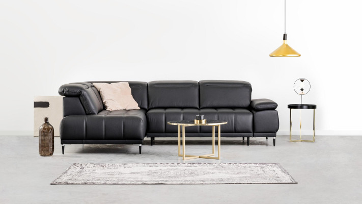 Design Polster Modern Leder Bettfunktion Grau Stoff Ecksofa L-Form Sofa Couch