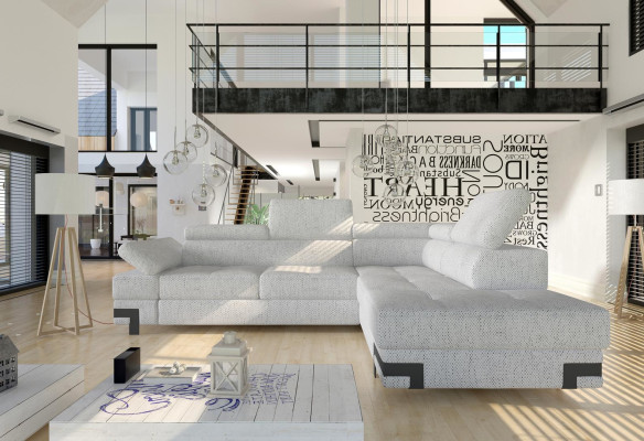 Ecksofa Grau Stoff L Form Sofa Couch Design Couch Polster Textil Modern Sofas
