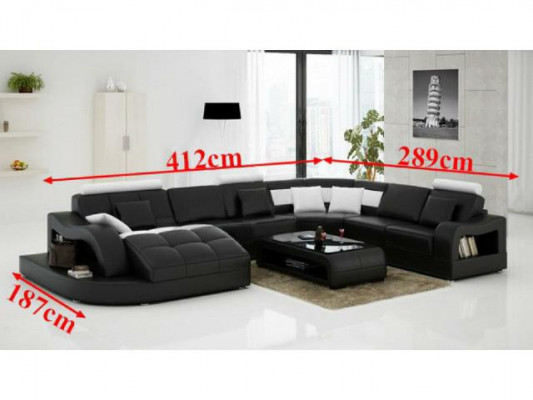Designer Ecksofa mit Liege Couch Sofa Wohnlandschaft Ledersofa U Form mit USB