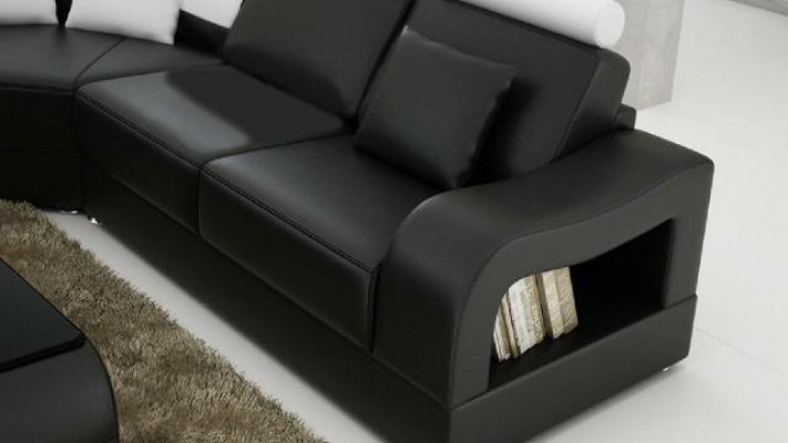 Designer Ecksofa mit Liege Couch Sofa Wohnlandschaft Ledersofa U Form mit USB