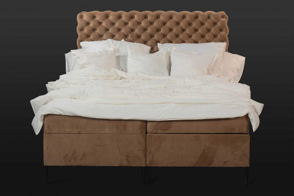 Textil Bett braun Luxus Doppel Chesterfield Schlafzimmer Design Betten