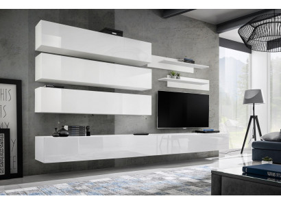 Designer Wohnzimmer Set Wand Regale Wohnwand Regal TV-Ständer Set 7tlg.