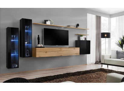 Wohnwand Braun Sideboard Wandschrank Designer Wohnzimmermöbel TV-Ständer