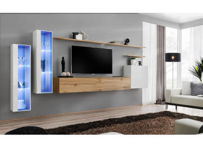 Moderne Wohnwand Luxus Holz Wand Regale Wohnzimmer Möbel Designer Einrichtung