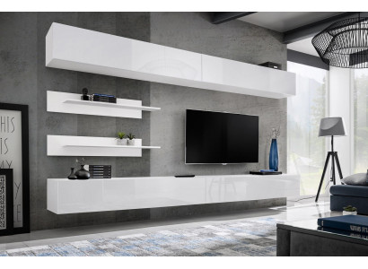 Weiß Wohnwand Wohnzimmer Set 6 tlg Luxus Modern Holzmöbel Wandschrank TV-Ständer