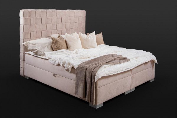 Beige Schlafzimmer Betten Polster Bett Chesterfield Textil Stoff Neu