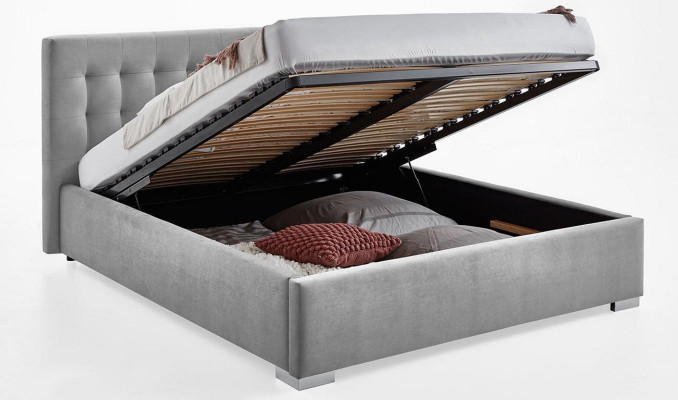 Holzmöbel doppeltes graues Schlafzimmer Design eleganter Stoff klassische Möbel-
