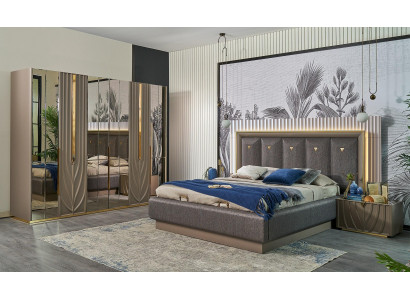 Komplette Schlafzimmermöbel Doppelbett Bett Braun Set 4tlg Nachttische