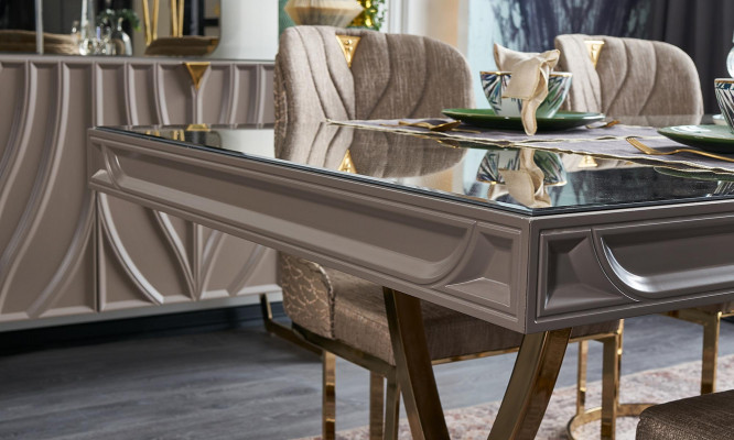 Esstisch Essgruppe Essecke Esszimmer Holz Braun Set 7tlg Stühle Luxus