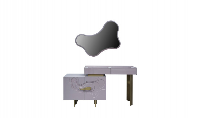 Schminktische Konsole Set Kommode mit Spiegel Schlafzimmer Rosa Holz