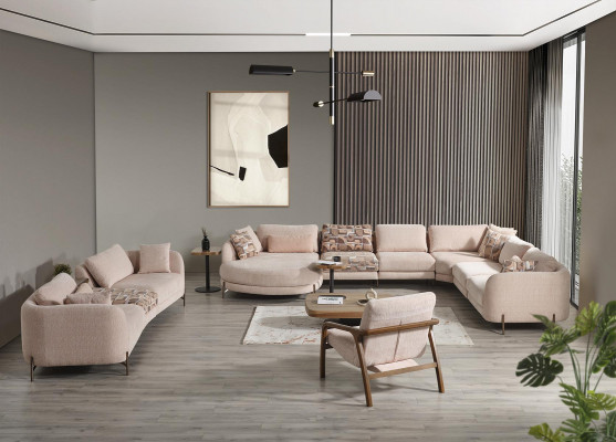 Set 5tlg Garnitur Sofa U-Form Sofa Viersitz Möbel Sessel Luxus Einrichtung