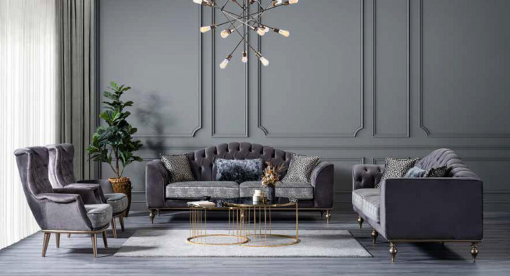 Chesterfield Sitzgarnitur Dreisitzer Sessel Designer Wohnzimmermöbel