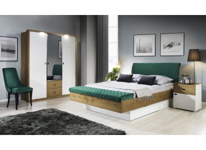 Set Designer Polsterbett Bett Betten Stoff Ehebett Designerbett Nachttisch 2tlg.