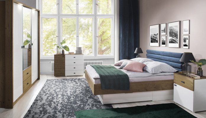 Designer Polsterbett Bett Betten Stoff Holz Luxus Ehebett 180x200cm Doppelbett