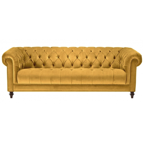 Gelb Dreisitzer Stoff Wohnzimmer Design Couchen Polster Sofa Sofas Chesterfield