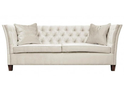 Chesterfield Zweisitzer Hellgrau Stoff Wohnzimmer Design Polster Sofa Kreative