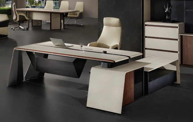 Design Büro Schreibtisch Tisch Sessel Einrichtung Ecktisch mit Stuhl 2tlg.