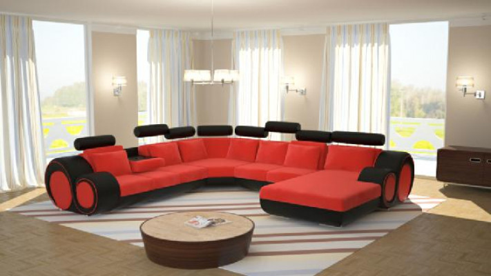 Sofa mit USB Designer Wohnlandschaft U-Form Couch Ecksofa Polster Garnitur Neu